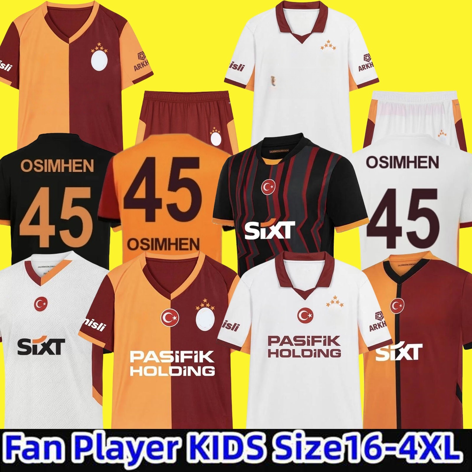 24 25 26 Galatasaray Soccer Jerseys 2024 2025 Home Away Football Shirt OSIMHEN MEN ZIYECH kids Camiseta Futbol Shirts uniforms