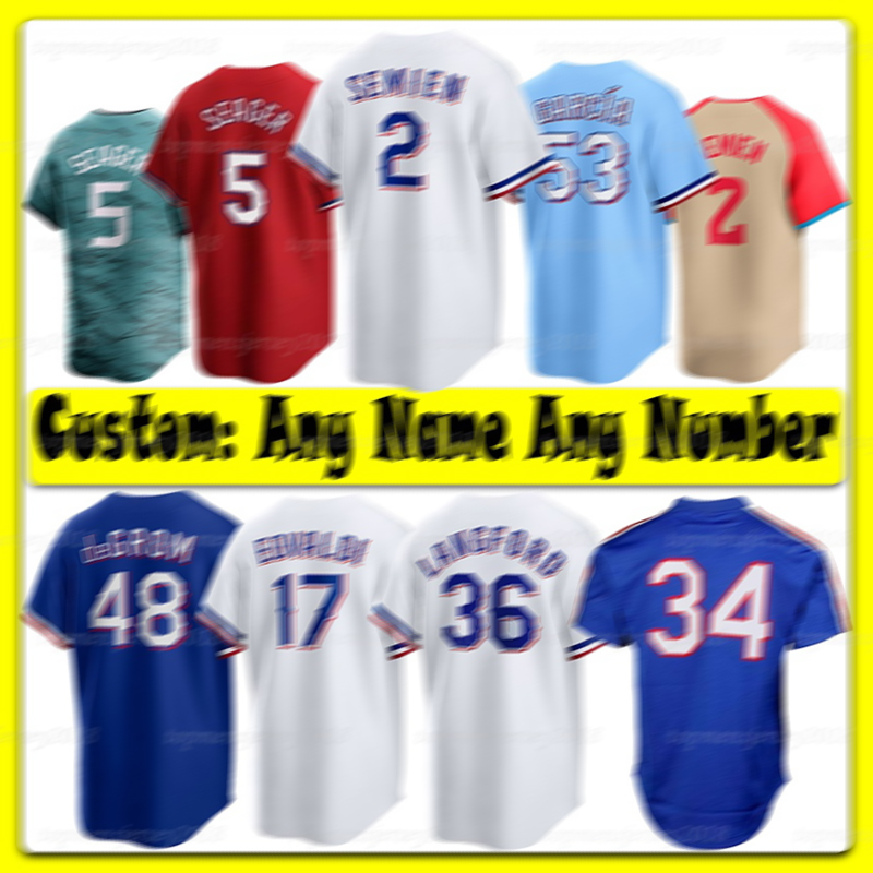 2 Marcus Semien Baseball Jerseys Texas 53 Adolis Garcia Rangerss Corey Seager Nathan Eovaldi Wyatt Langford Josh Jung Jonah Heim Nolan Ryan Shawn Armstrong Garabito