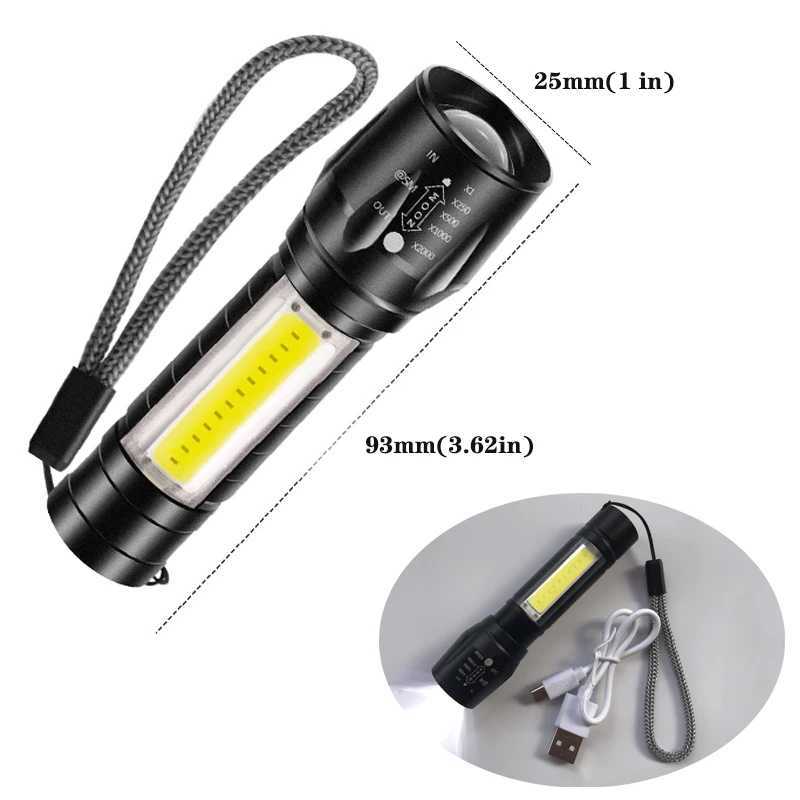 Portable Rechargeable Zoom LED Flashlight Mini Flash Light Torch Lantern 3 Lighting Modes Camping Lamp W250701