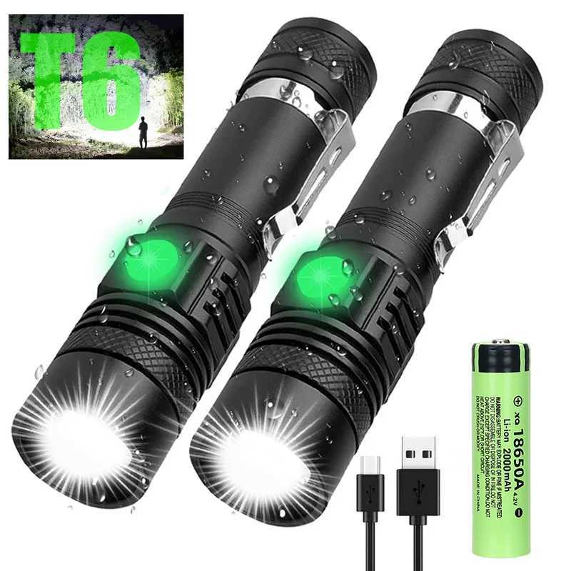 High Power T6 LED Fenerler Zumlanabilir Kamp Feneri Kalem Klipsli Su Geirmez 4 Aydnlatma Modu ok Fonksiyonlu USB arj Cihaz W250701