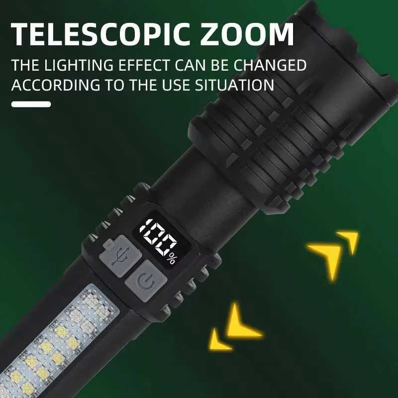 Powerful LED Flashlight Super Bright Rechargeable Portable Ultra Power Torch Lamp Outdoor Emergency Camping Lantern W250701