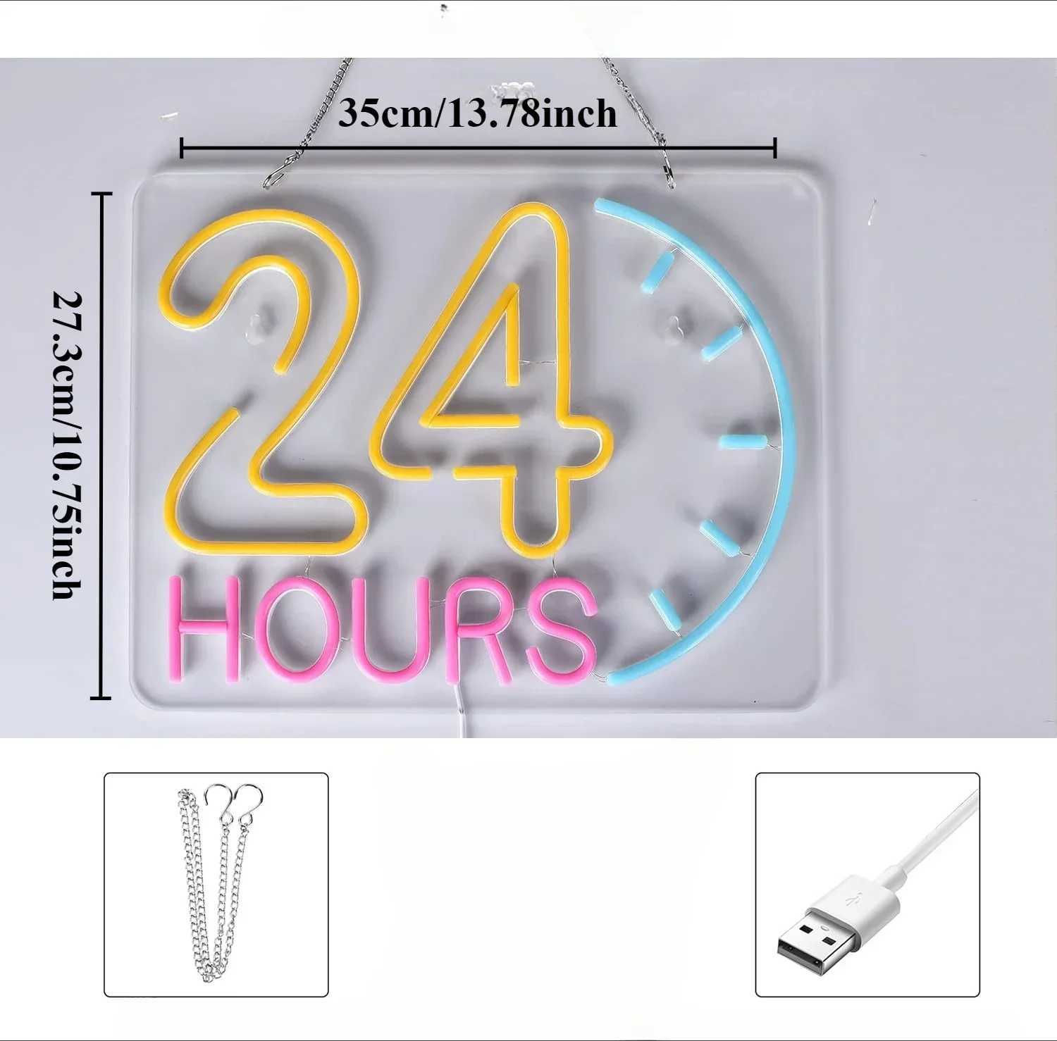 24 Hours Neon Sign LED 24 Hour Neon Light Sign USB Powered for Restaurant Bar Coffee Flower Shop Party DecorationXJ250626