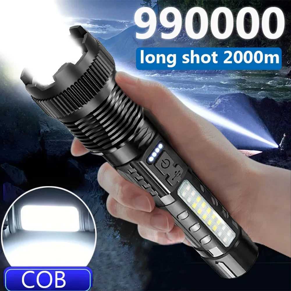 High Power LED Flashlight Portable Rechargeable LED Lamp Telescopic Zoom Torch Light Camping Hand Lantern W250701