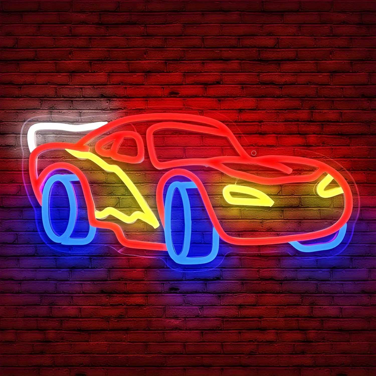 Car Neon Sign LED Neon Racing Sign Car Neon Signs Lit Sign Bedroom Boys Room Games Room Birthday Party Gifts Wall Decor XJ250626