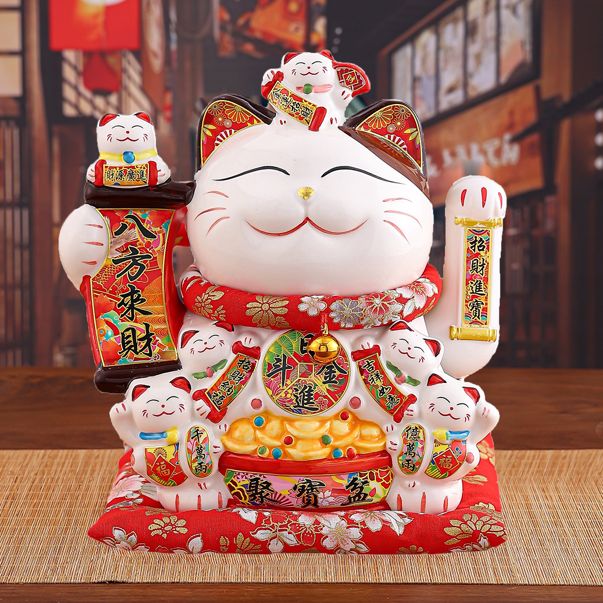 Sophisticated Ceramics Elegant Zhaocai Cat Figurine Perfect Accessory for Livin Rooms, Offices & Gift Giving Handcrafted Ceramic Decoration