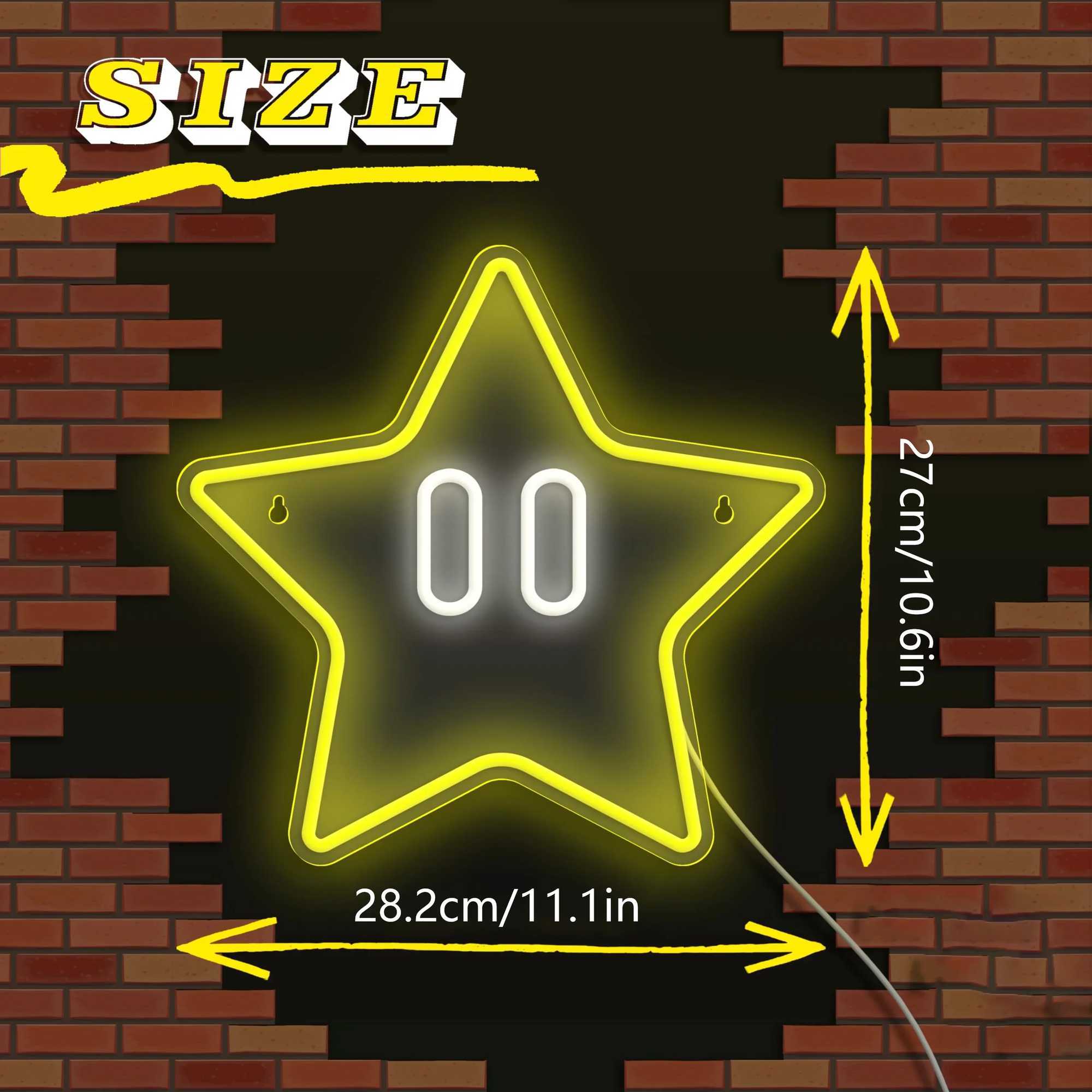 Star Neon Sign Gaming Neon Sign for Mario Game Room Decor Kids RoomSuper Star Gaming Wall Decor Gamer Gifts for Boys KidsXJ250626