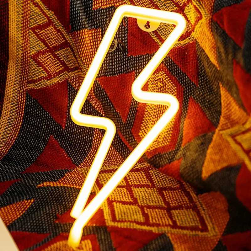 Neon Signs Lightning w Base LED Light Party Atmosphere Lighting Wall Lamp for Birthday E-sports Room Camping Home DecorXJ250626