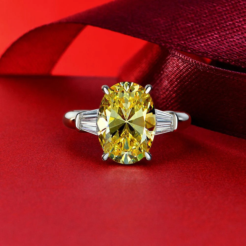 Vinregem Sparkling Citrine High Carbon Diamond Gemstone 100% 925 Sterling Silver Wedding Women Ring Engagement Fine Jewelry Gift 250627