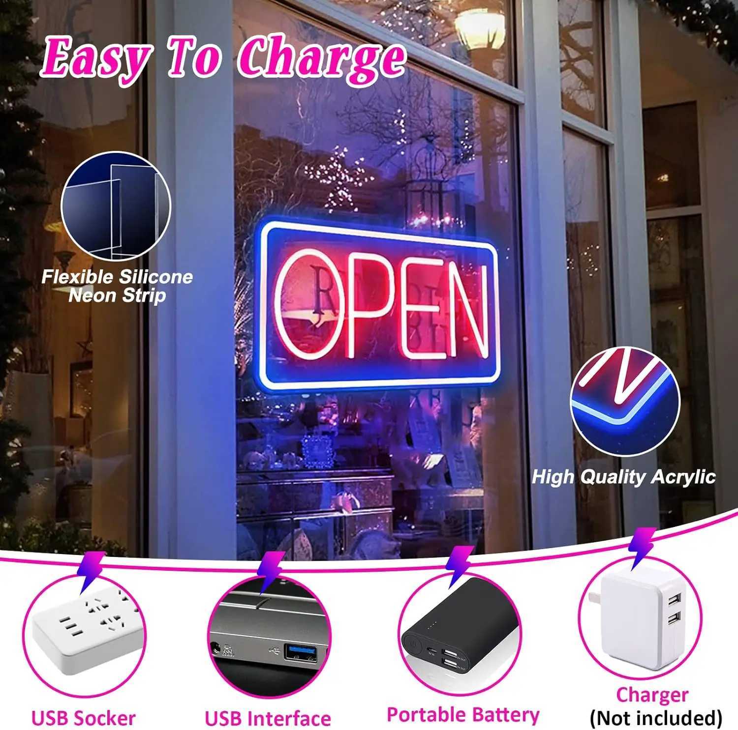Open Neon Sign USB Powered LED Neon Light Sign for Party Bar Salon Stores Hotel Business Wall Decor Night Light Gifts Home DecorXJ250626