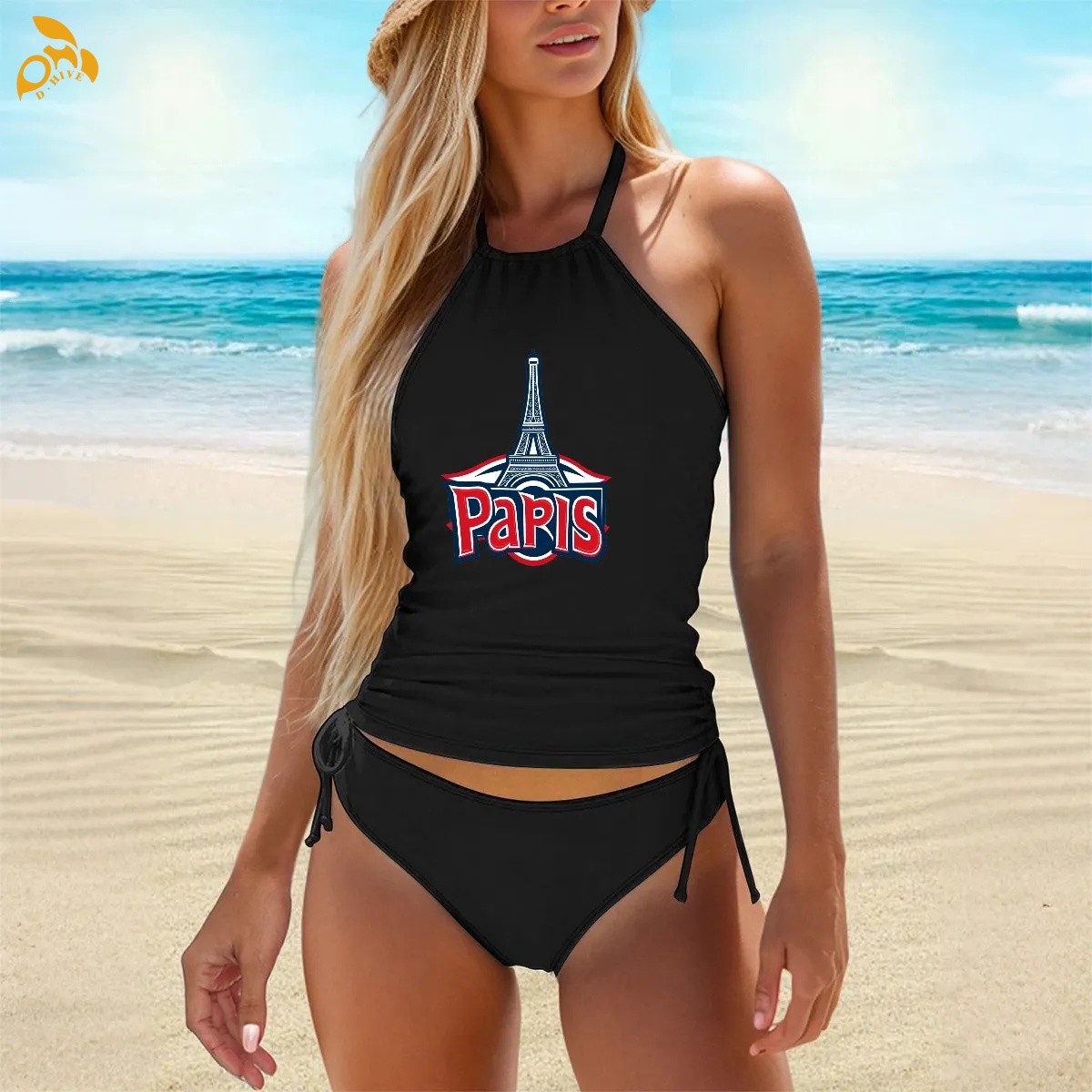 free shipping of customized fashionable Ladies' two-piece swimsuit set - American heat transfer DTF with exquisite patterns from US