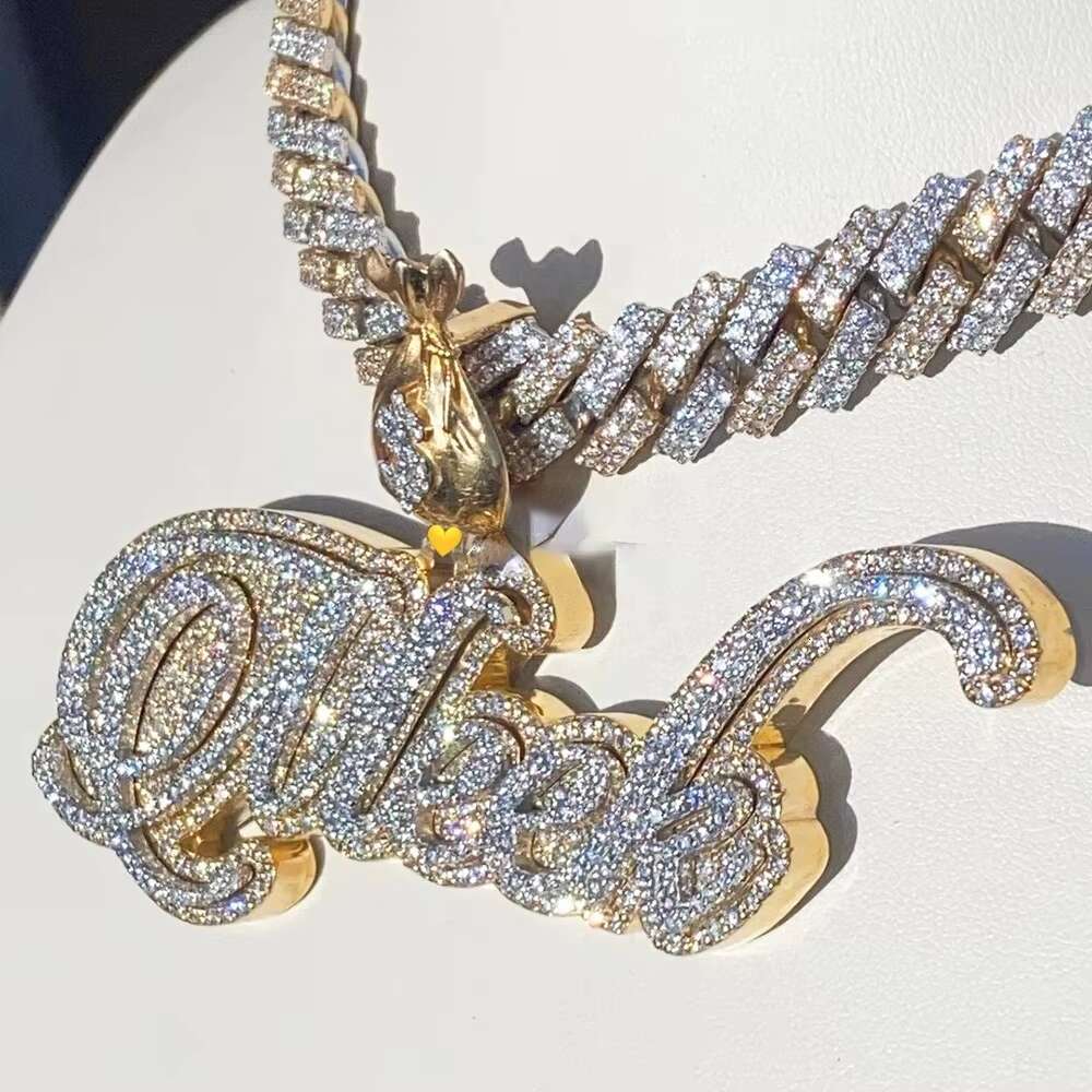 Custom Initial Name Pendant Customized Full Iced Out Charm S925 VVS D Moissanite Diamond Letter Chain for Men and Women