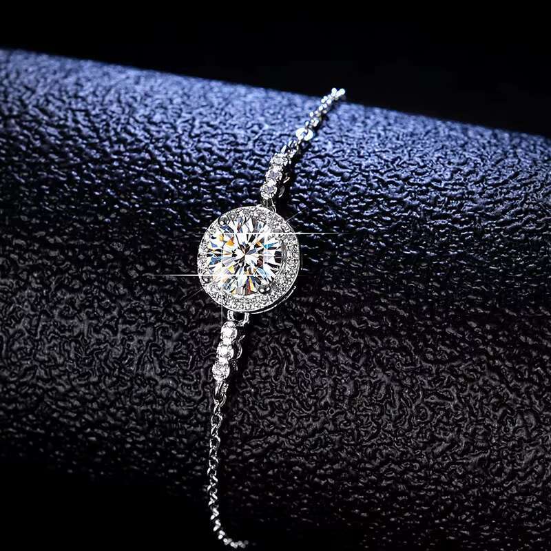 Wholesale S925 Moissanite Diamond Bracelet 1ct round Brilliant Cut Classic Style Fashion Jewelry for Party Gift