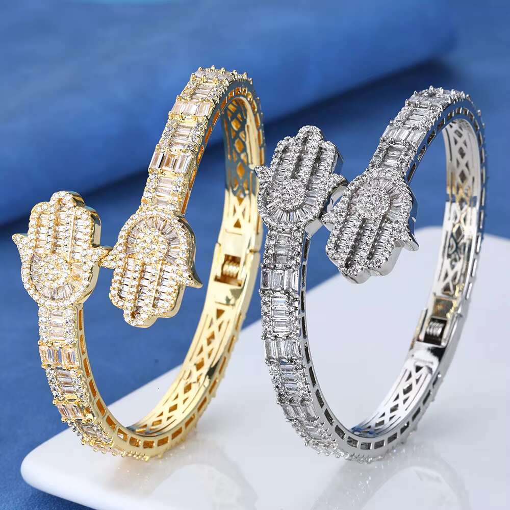 Luxury VVS D Color Moissanite Tennis Bracelet 925 Sterling Silver Baguette Cut Moissanite Adjustable Open Cuff Bracelet for Gift