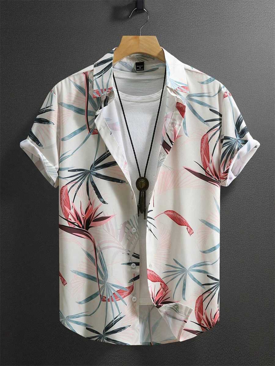 Hawaiian Shirt Flower Pattern Shirt Summer Mens 3D Print Blouse Casual Harajuku Summer Loose Shirts Short Sleeve Lapel Tops W250627
