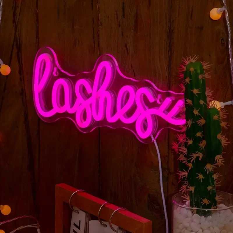 Lashes LED Neon Sign Light Up Signs for Wall Decor Lashes Salon Beauty Room Decor Indoor Outdoor Lights for Bedroom Shop Room XJ250626