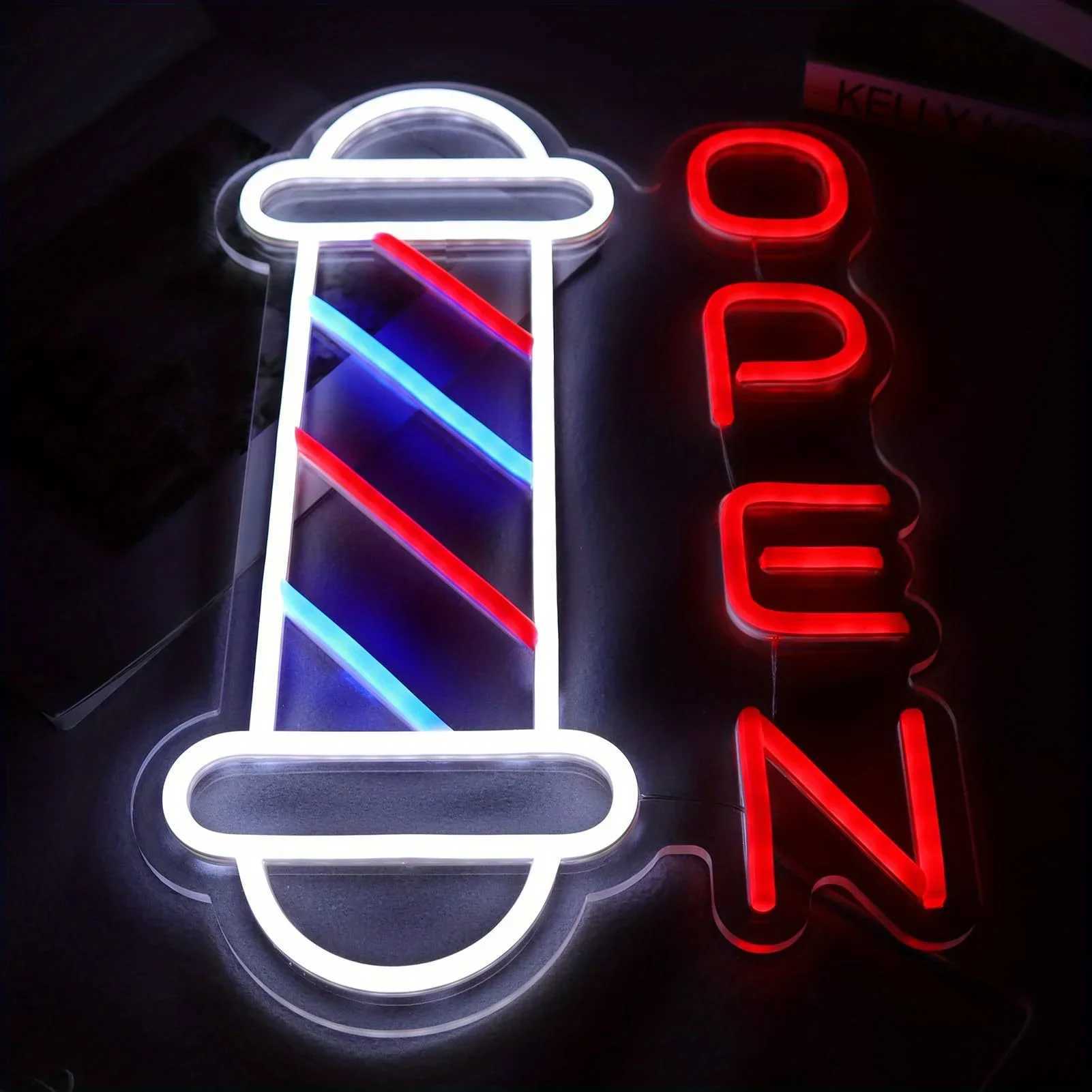 Barber Shop Neon Signs for Wall Decor Open Neon Lights for Bedroom LED Signs for Barber Shops Hair Salon Gift for Hairdresser XJ250626