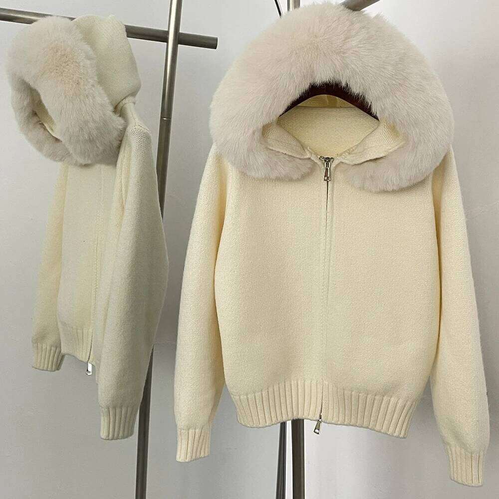 OFTBUY Hooded Oversized Cardigan Women 2025 Autumn Faux Sweater Female Solid Fake Fur Knitting Coat Fashion Loose Knitwear