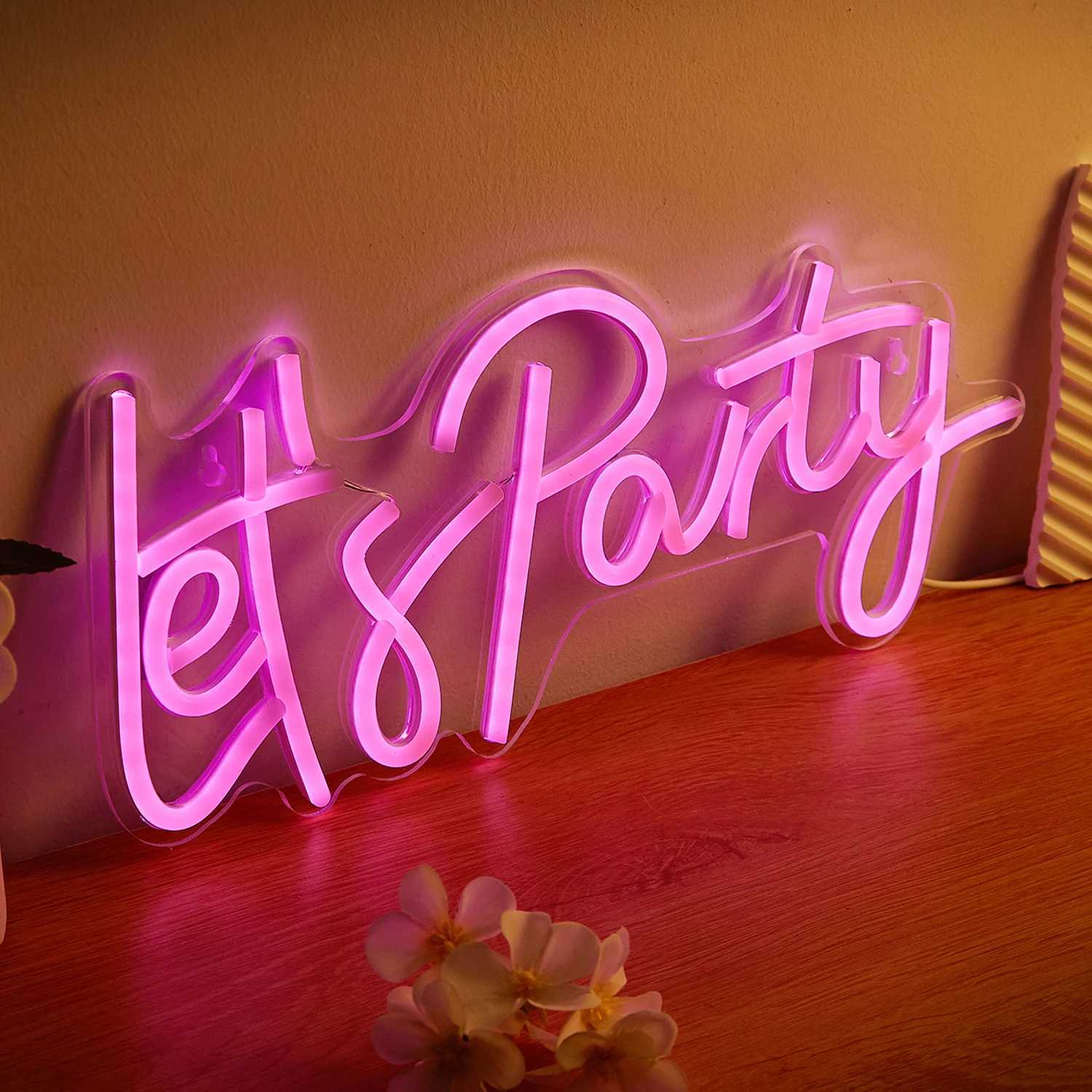 Chi-buy LED Neon Lets Party USB Powered Neon Signs Night Light 3D Wall Art Game Room Bedroom Living Room Decor Lamp SignsXJ250626
