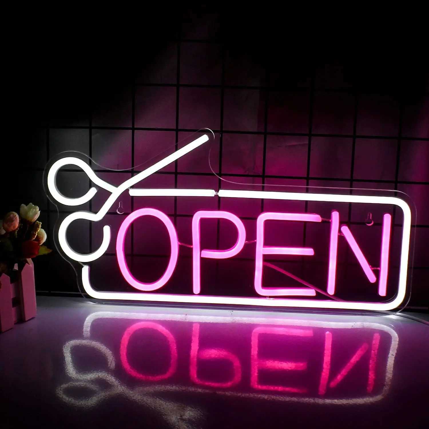 Open Neon Sign LED Sign USB Powered Light Up Signs for Wall Decor with Switch for Bar Salon Store Hotel Coffee Shop Club Business XJ250626