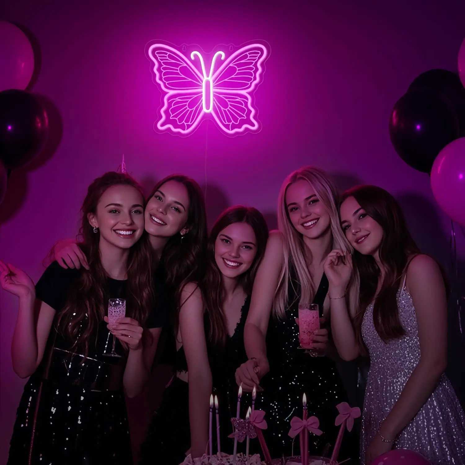 Vibrant Butterfly Neon Sign Light Adjustable Brightness LED Neon Sign for Girl Bedroom Game Room Aesthetic Spaces Wall Decor USB XJ250626