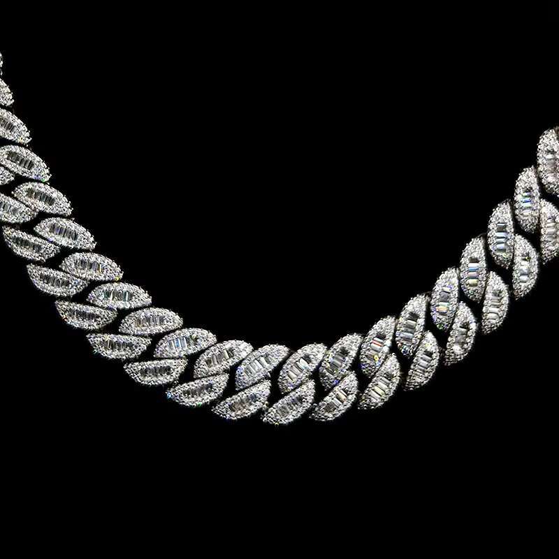 TOP HOT Hight Quality Great Service Custom Jewelry Moissanite Cuban Link Chain 925 Sterling Silver Hip Hop Rapper Favor