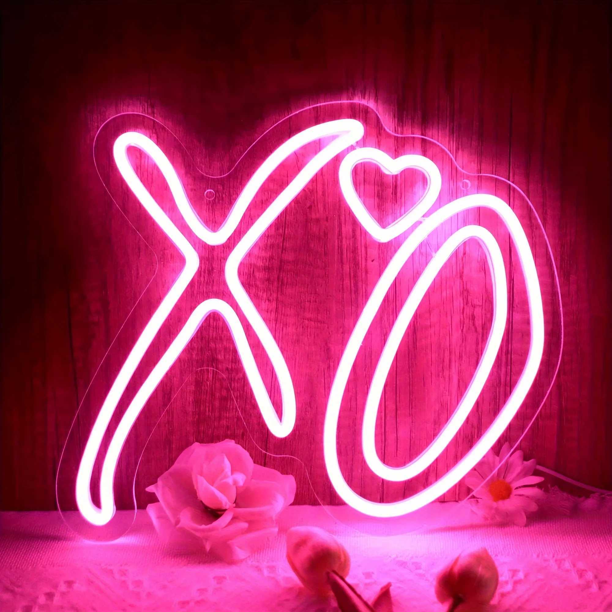 XO Heart Neon Signs Light For Wall DecorLED Signs For Bedroom Love Signs Wedding Wall Hanging Neon DecorXJ250626