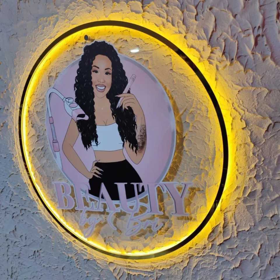 Custom LED Acrylic Signs Can UV Print Business Beauty Nails Salon Hair Studio Signage Company Office Name LED Neon Signs XJ250626