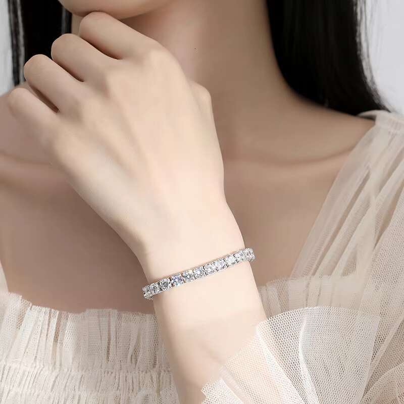 S925 Sterling Silver Moissanite D Color Tennis Bracelet Mens Womens Bracelet Cross-Border Hot Sale 2.5M3M4M5M