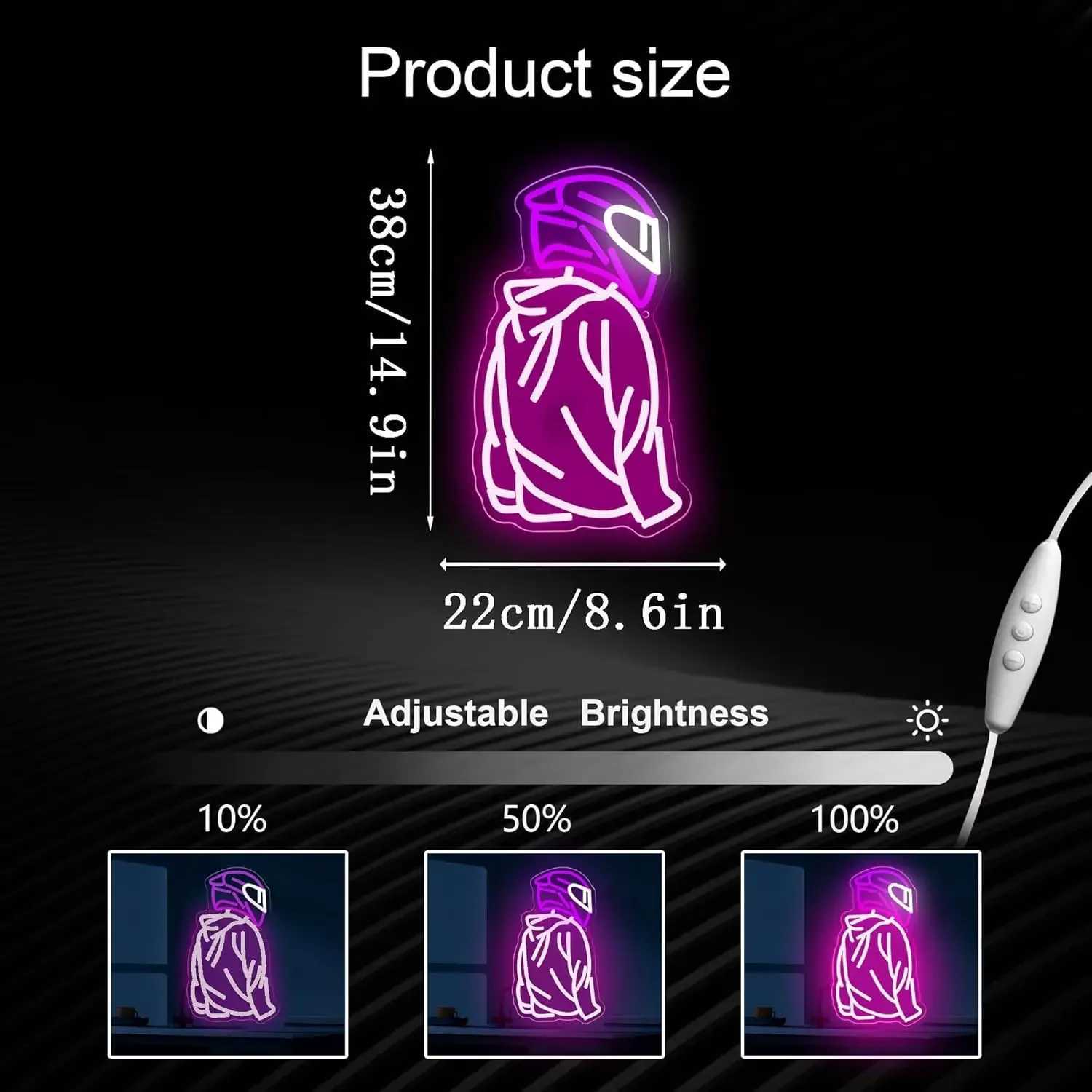 Motorcyclist Neon Signs for Wall Decor Dimmable Neon Sign USB Powered Business Garage Neon Light for Man Cave Birthday Gifts XJ250626