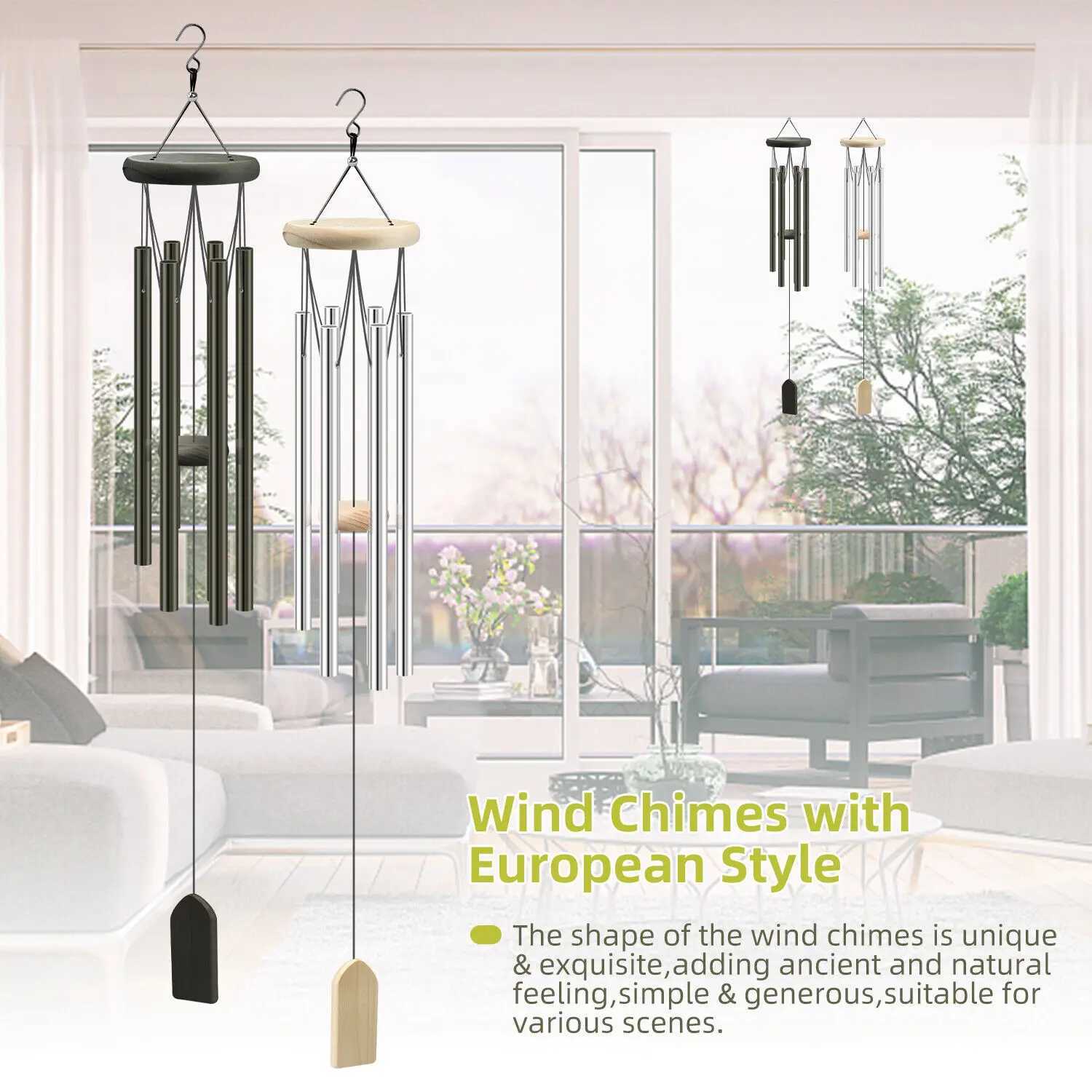 6 Tubes Wind Chimes Garden Outdoor Living Decoration Metal Wind Chimes Hanging Ornament Coffee Shop Wind Chimes Tubes X250627