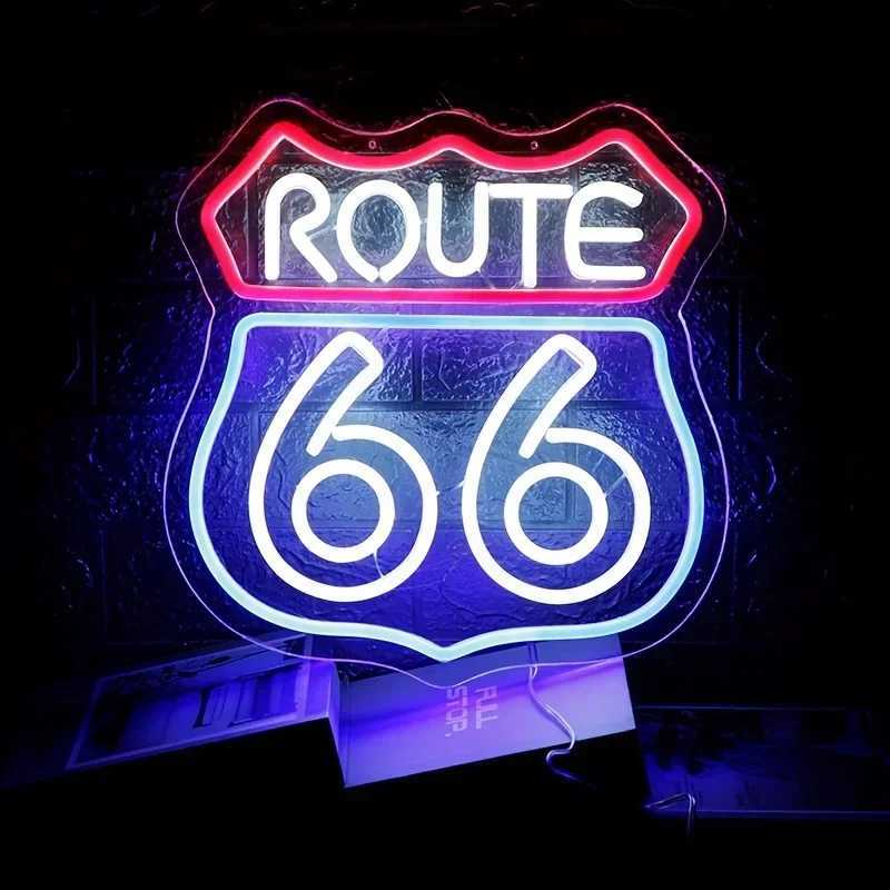 Historic Route 66 Neon Sign Home Art Man Cave Neon Lights For Bedroom Home Office Hotel Cafe Recreation Room Wall DecorXJ250626