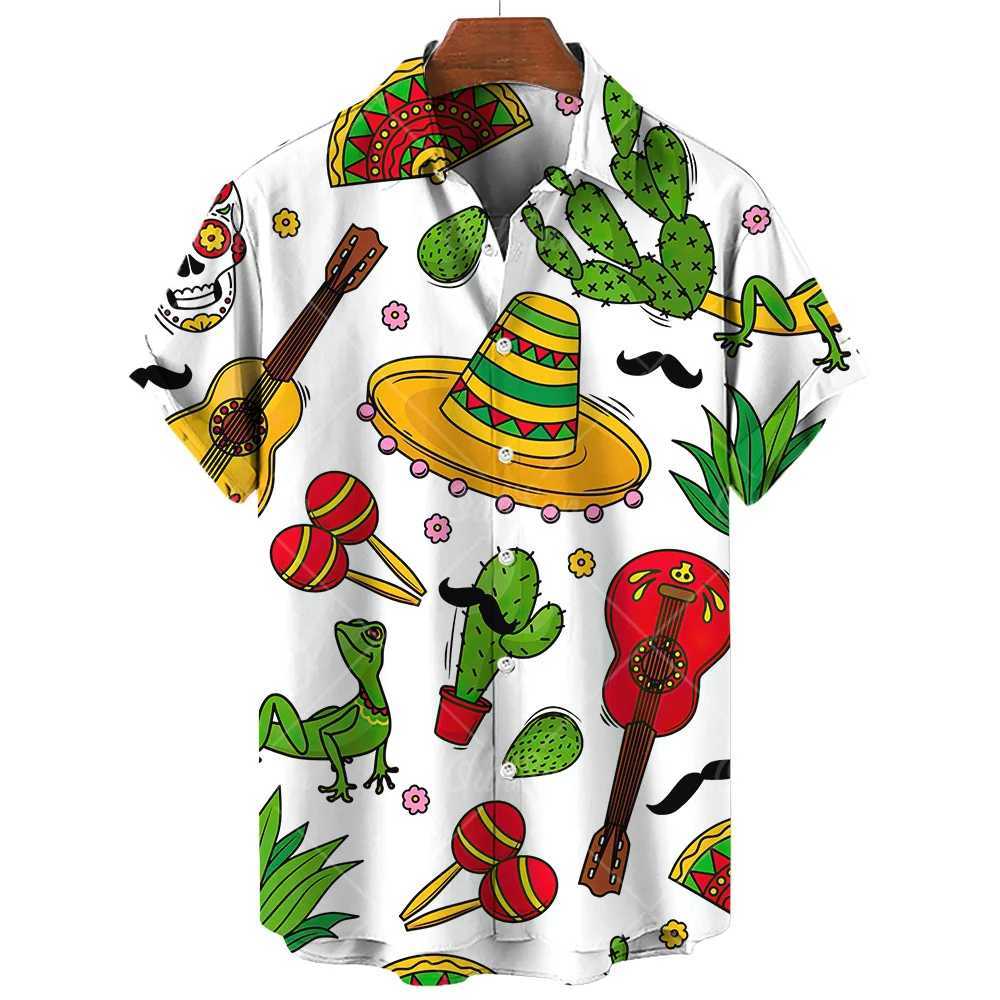 Musical Instrument Shirts For Men Short Sleeve Tops Summer Oversized Hip Hop Streetwear Mens Hawaiian W250627