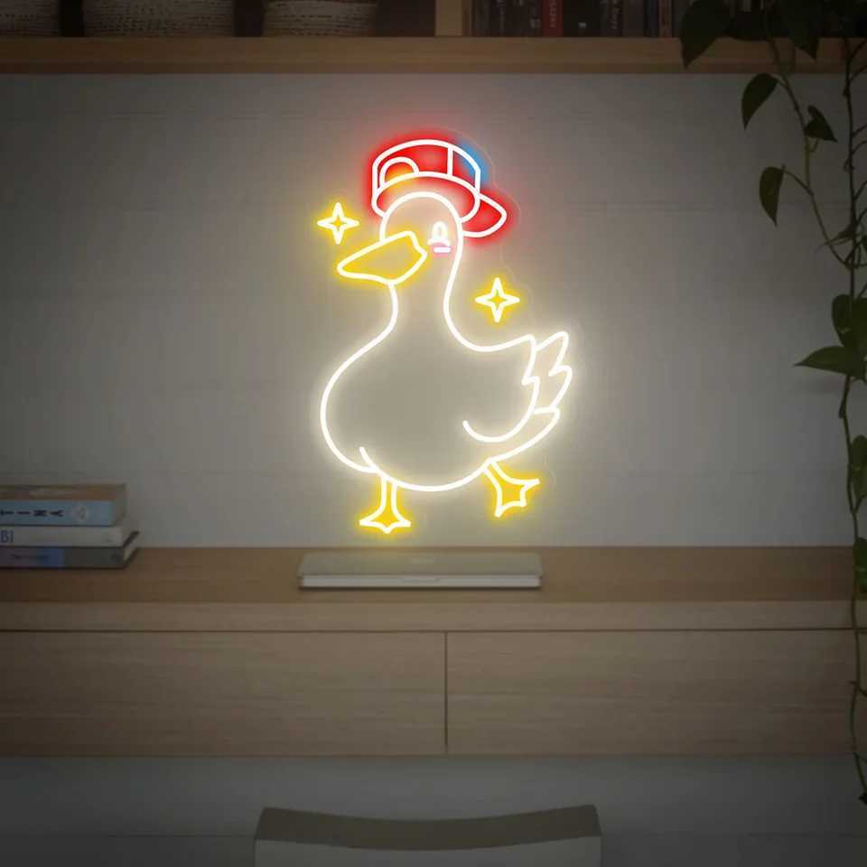 Anime Duck Neon Sign Custom Animal Sign Up for Kids Baby Game Room Bedroom Cute Duck Decor Bar Club Pub Shop Neon Gift XJ250626