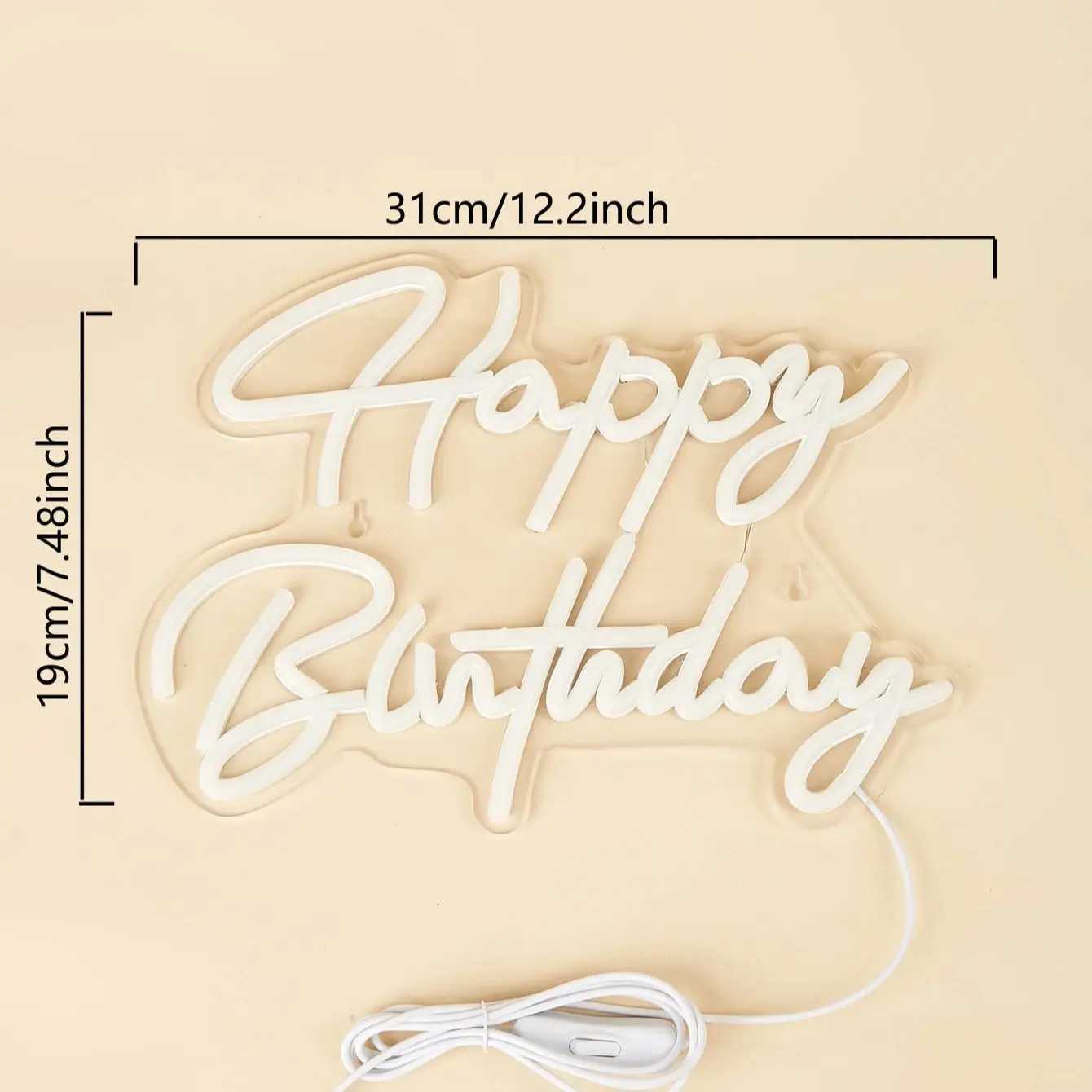 Chi-buy LED Neon Italic happy birthday USB Powered Neon Signs Decor Lamp Signs Birthday Gift Wall Art For Bedroom Room Bar ShopXJ250626