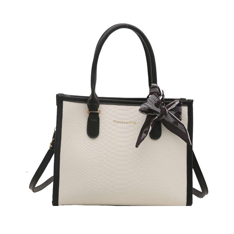 2025 Free shipping Fashion New Handheld Tote Large Capacity Commuter Simple Snake Skin Pattern Scarf Decorated Shoulder Crossbody Bag