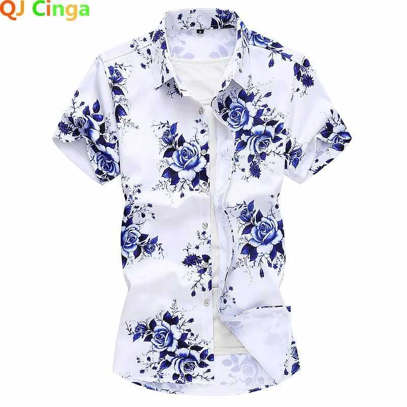 Summer Mens Short Sleeve Printed Shirt Fashionable Casual Lapel Shirts Asian Size Camisa M-5XL 6XL 7XL Chemise W250627