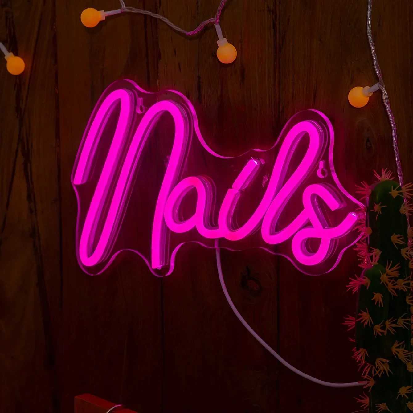 1pc PS Nails Neon Light Creative Letter Design LED Neon Light Sign For Home. Nails Studio Salon XJ250626