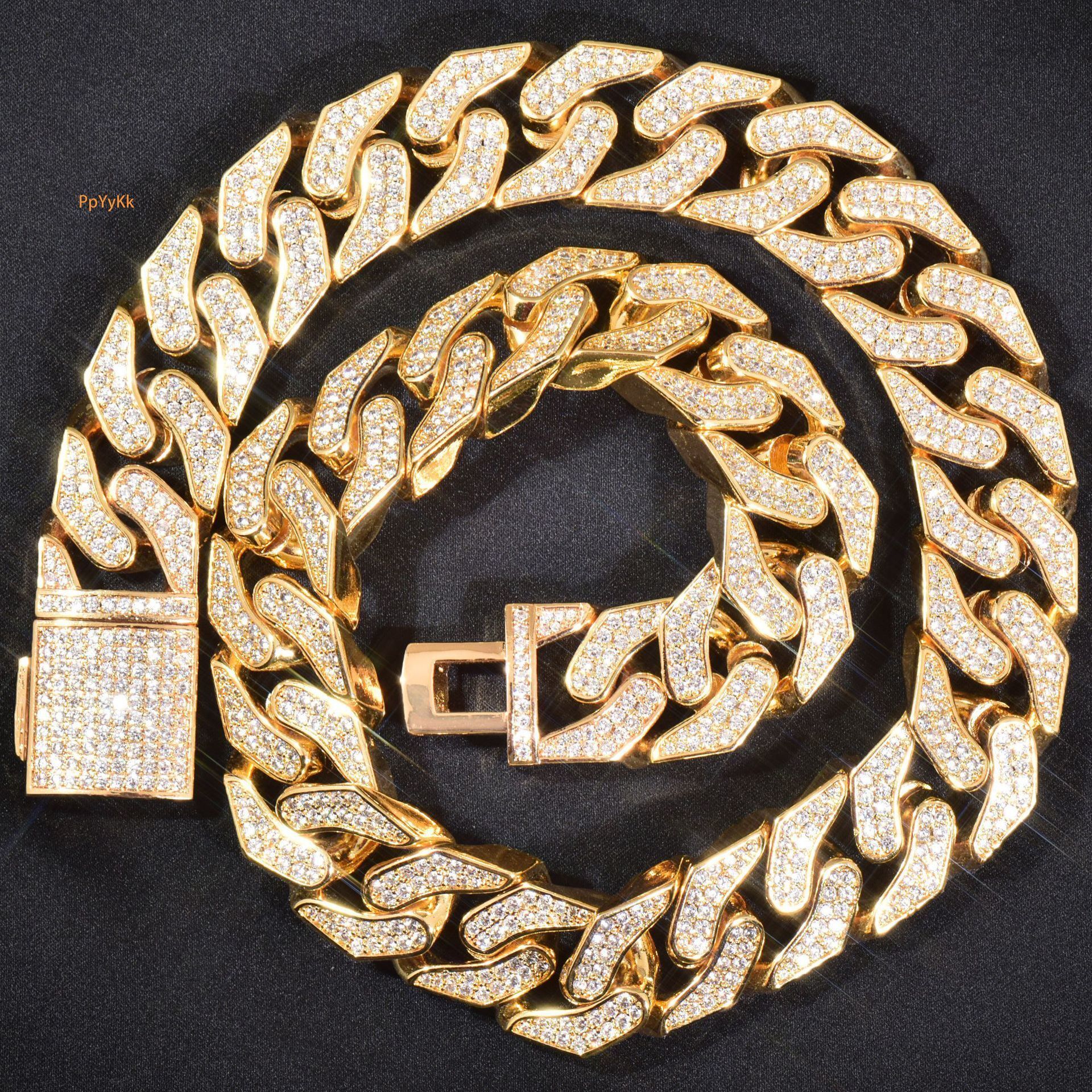 16mm Luxury VVS Moissanite Iced Out Hip Hop Bent Cuban Chain Creative Best Seller High-Fashion Statement Necklace Passes the Diamond Tester