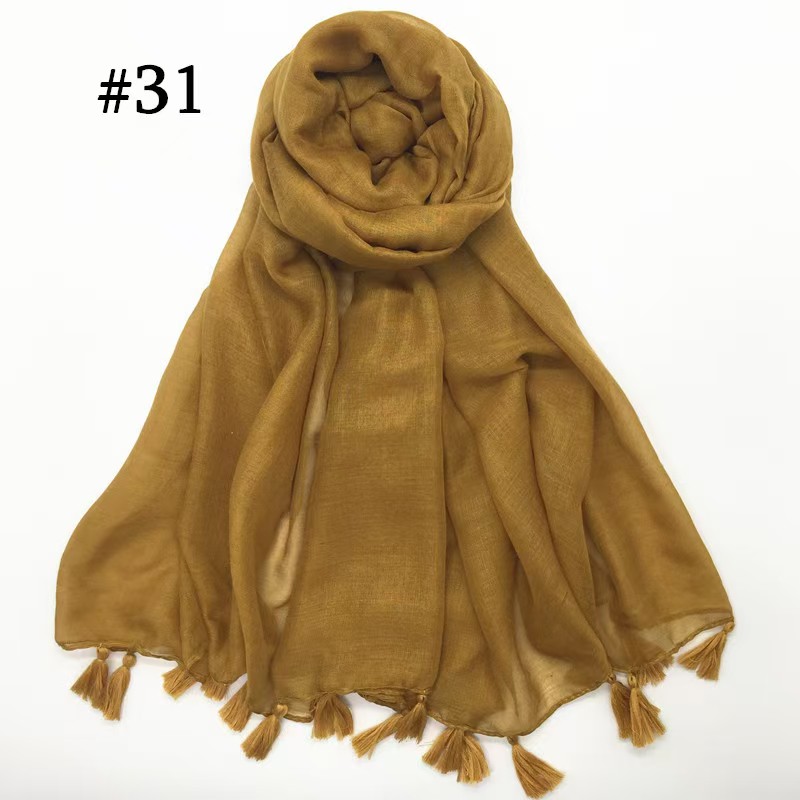 NNMM small fresh solid color thin flat Bali yarn scarf breathable hanging beard tassel female shawl headscarf yarn scarf