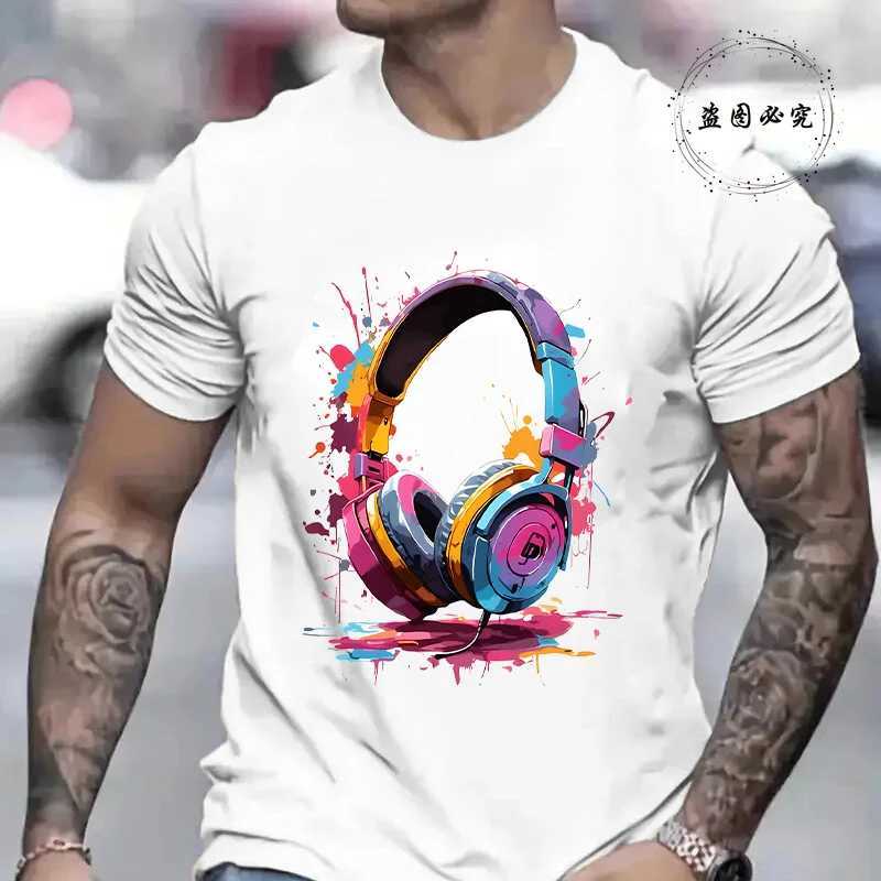 Hip Hop Melting Headset Graphic Tops Fashion Tee Shirt for Men Casual Streetwear Cool T-shirt Summer Mens Oversized Clothing W250627