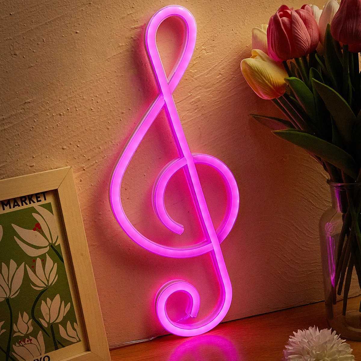 Chi-buy Music Note LED Neon sign USB Powered Or Battery Power Supply Neon Signs Night Light For Bedroom Living Room Decor Lamp XJ250626