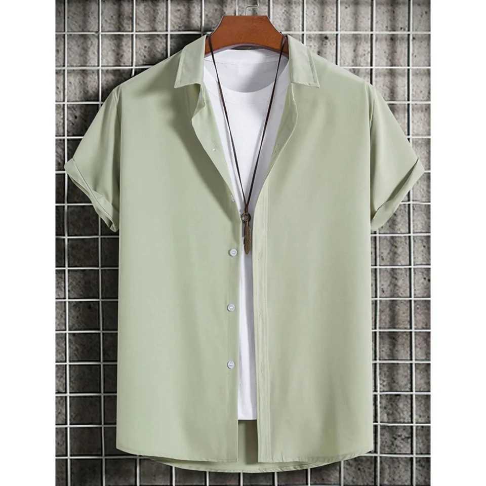 Solid MenS Shirt 3D Print Simple Hawaiian Shirt Men Summer Fashion Short Sleeve Casual Shirt For Men Beach Party Men Clothing W250627