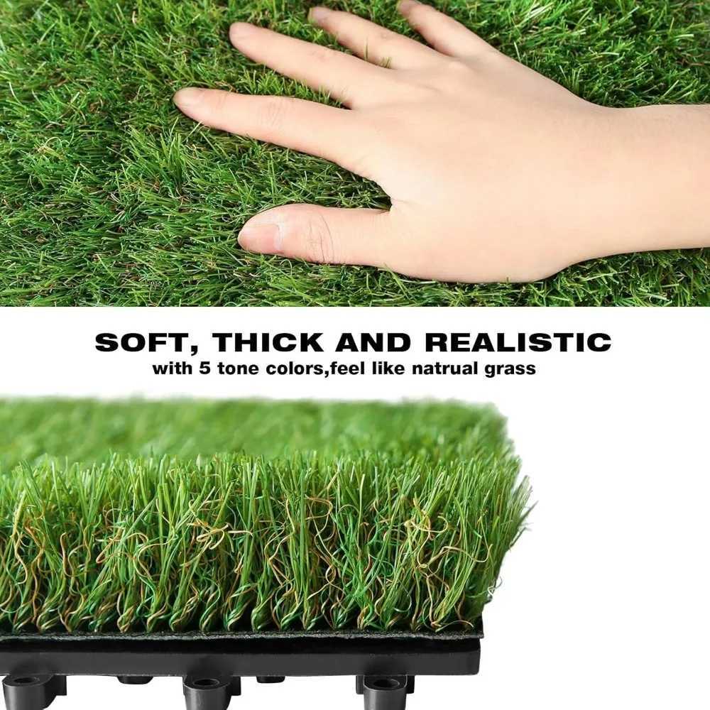 Outdoor Artificial Grass Turf Squares 9 Pack 12x12 Fake Grass Mat for Balcony Patio Deck Flooring Decor Pets Dog Pee Pad X250627