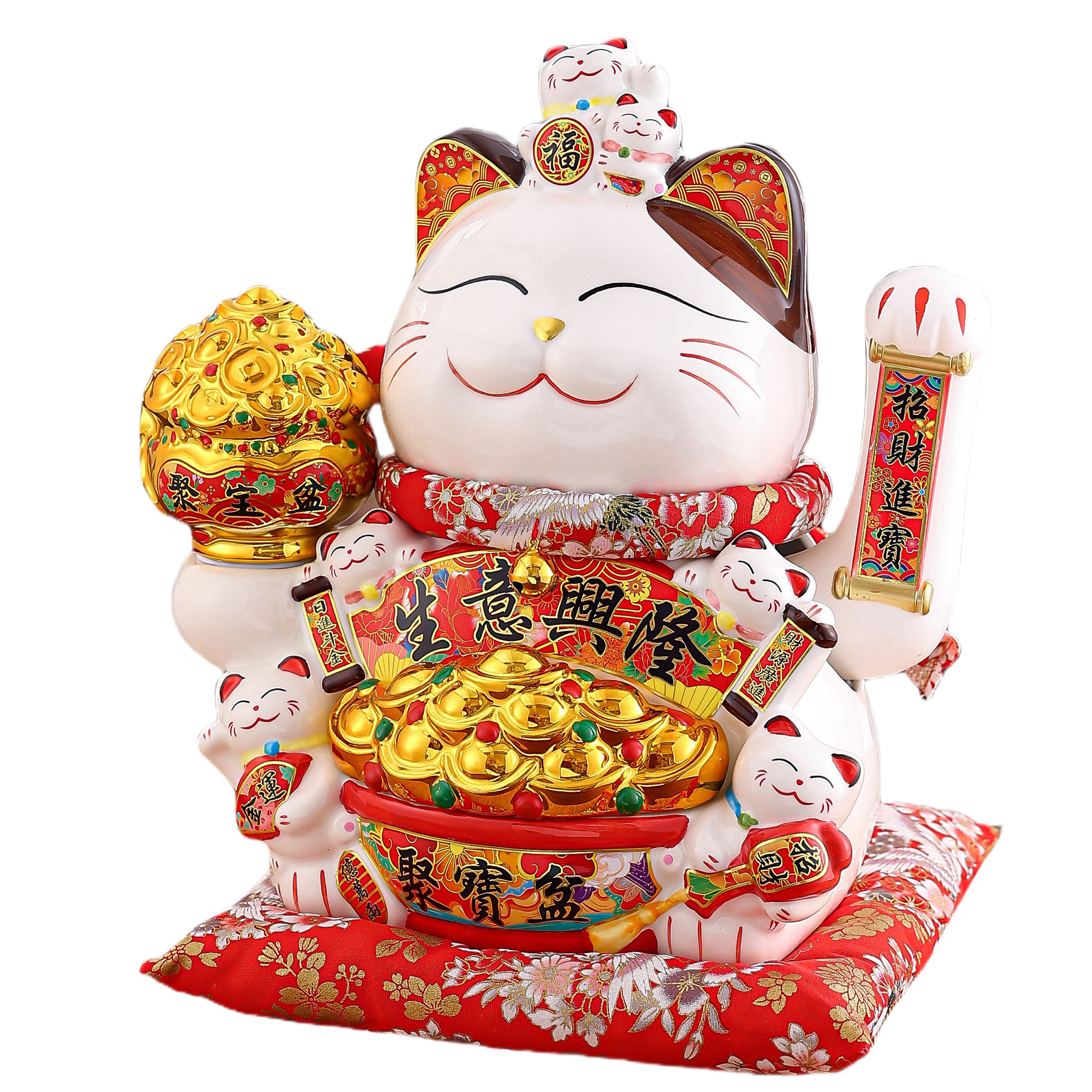 Chinese Cultural Treasure: Moving Fortune Cat Statuette Suitable for Any Occasion Perfect For Businesses and Homes