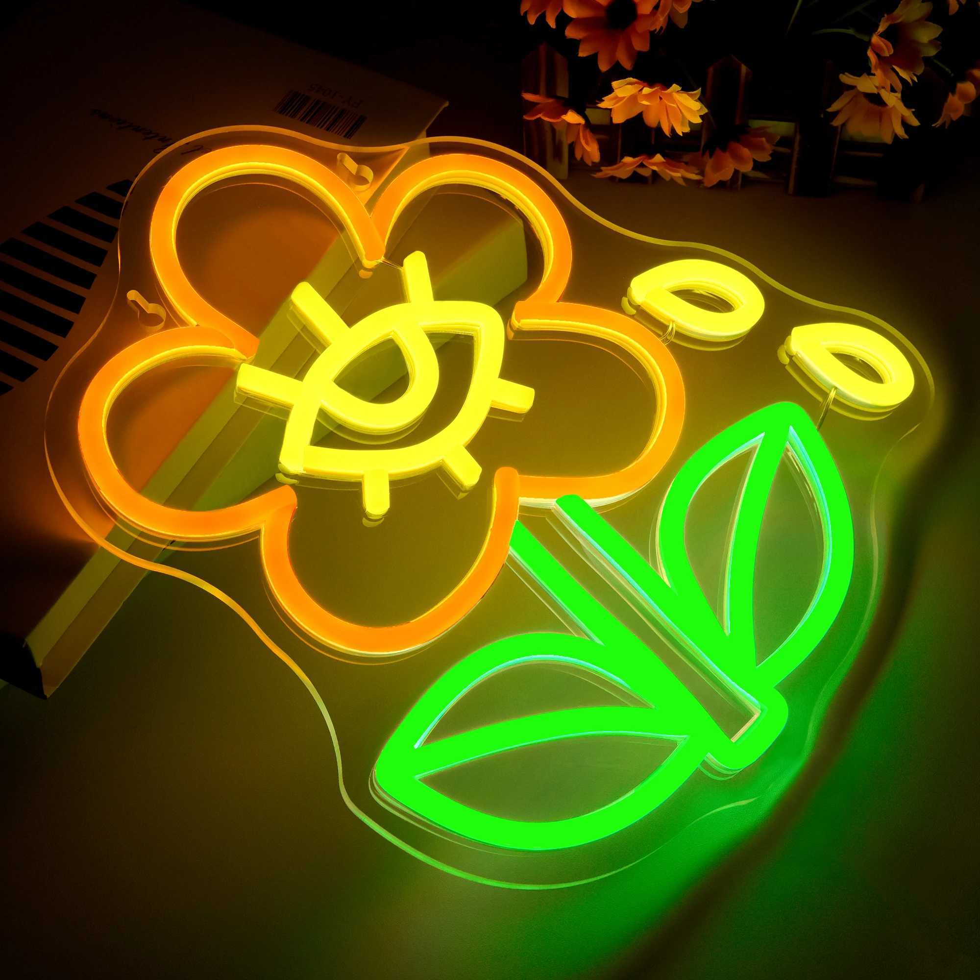 Flower Neon Sign for Wall Decor LED Neon Art Decorative Lights with USB Operated for Bedroom Baby RoomXJ250626