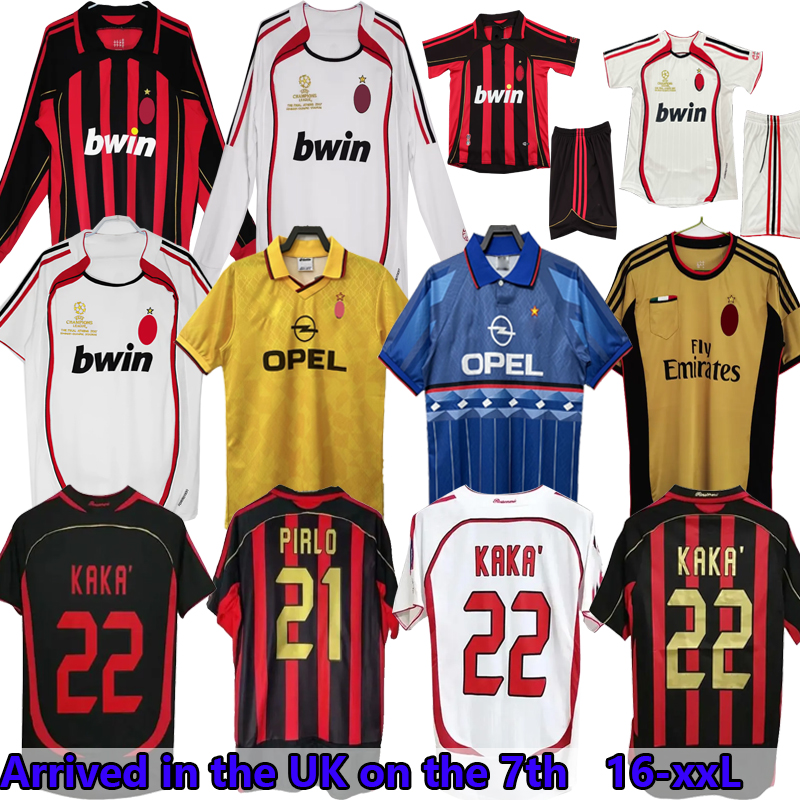 Milan Retro shirts SOCCER JERSEYS 95 96 97 Gullit 01 02 03 12 14 15 2006 2009 2010 Maldini Van Basten Football KAKA 06 07 PIRLO RONALDINHO BAGGIO Ac MIlanss classic666