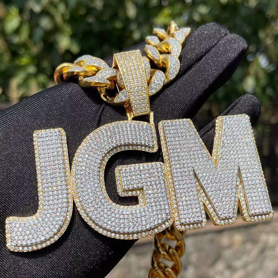 Custom Hip Hop Jewelry Pass Ice Out VVS Moissanite Diamond 925 Silver Letter Manufacturer Pendant for Men