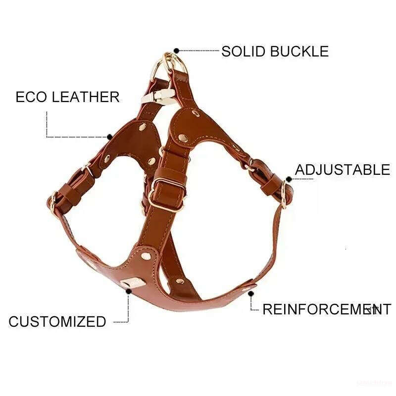 free shipping Pet Soft Leather Chest Strap Traction Rope Set Chain Outdoors Walking Vest Harness Small Medium Dog Supplies 06B Free shi