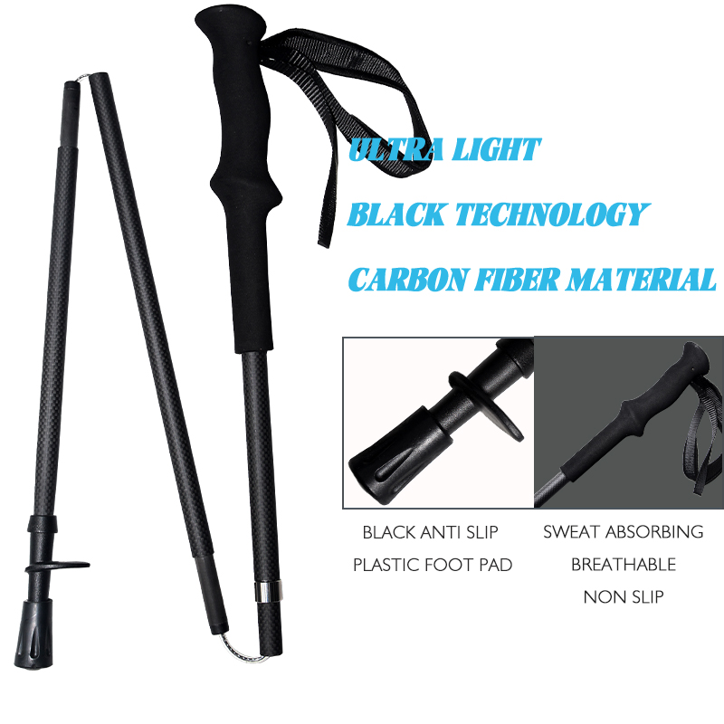 OKHEALING Carbon Fiber Trekking Poles Ultra-light Off-road Collapsible Cane Portable Walking Stick with EVA Handle for Hiking, Camping, Mountaining, B