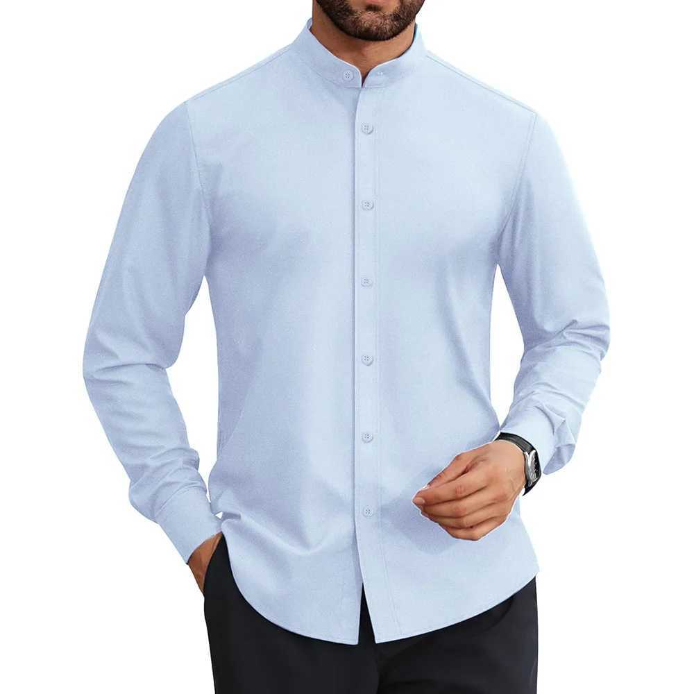 Sprig Summer Cotton Linen Shirt for Men Henley Neck Solid Color Lightweight Breathable Single Breasted Casual Tops W250627